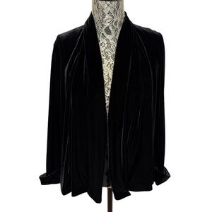 J.R. Nites Black Tailored Velvet Blazer Notched Lapels Vintage holiday elegant